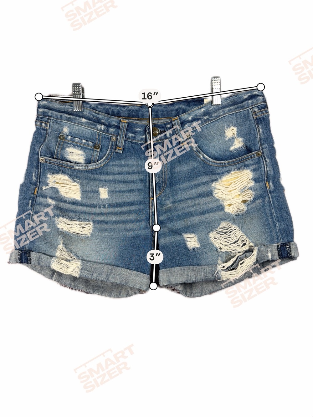 Rag & Bone Distressed Denim Shorts Cuffed Boyfriend Fit Size 27 - Picture 7 of 8